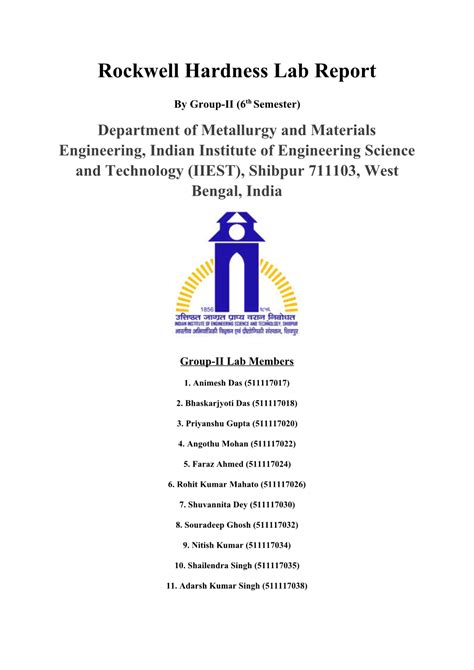 rockwell hardness lab report